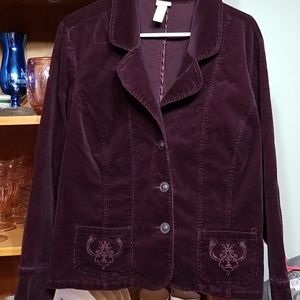 Purple Plus Size Corduroy Jacket